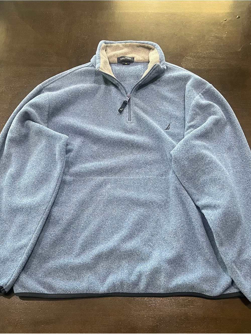 Nautica Blue Fleece 1/4 Zip Pullover Sweatshirt Logo Mock Neck Men M